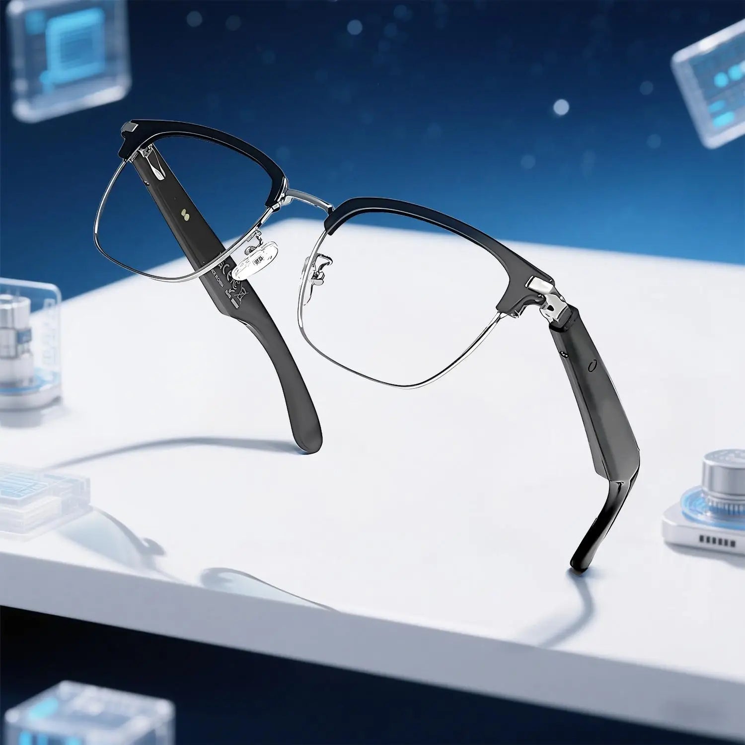 GT-33 AI Smart Glasses HD Bluetooth Calling Voice Assistant Music Player Translate Camera HOT Translation in multiple languages Silver-black S473e2b0aa9c84514af9dcbf5694ffce5Y Swag N Slay LTD