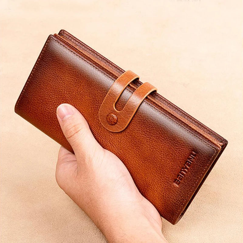Anti RFID Casual Travel Men Long Wallet Vintage Brown Cow Genuine Leather Card Wallet for Birthday Gift S49808b3db8a546f6b05a192327b0e057T Swag N Slay LTD