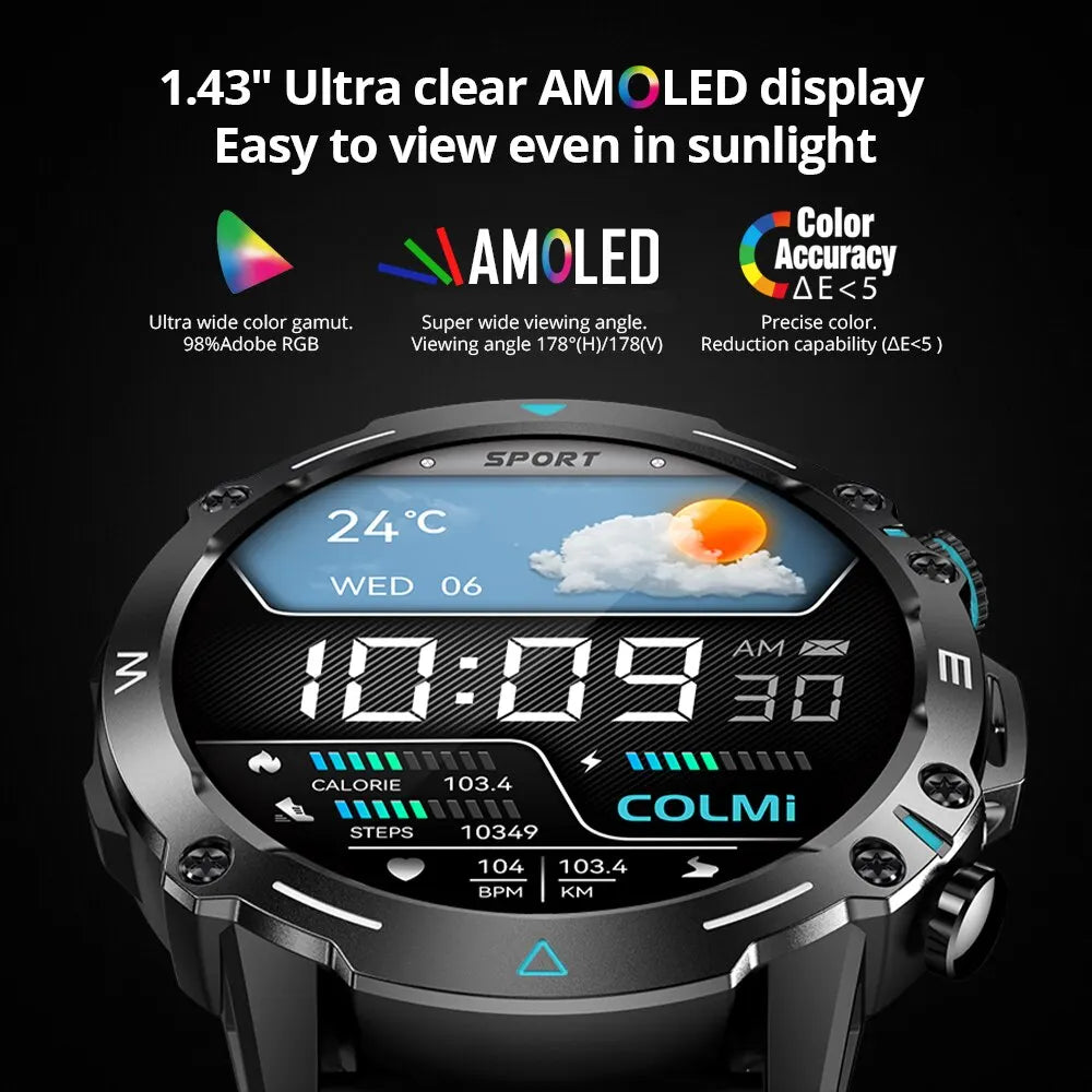 COLMI M42 Smartwatch 1.43'' AMOLED Display 100 Sports Modes Voice Calling Smart Watch Men Women Military Grade Toughness Watch S4b3c446179f3462aa10409f30b5b7736G Swag N Slay LTD