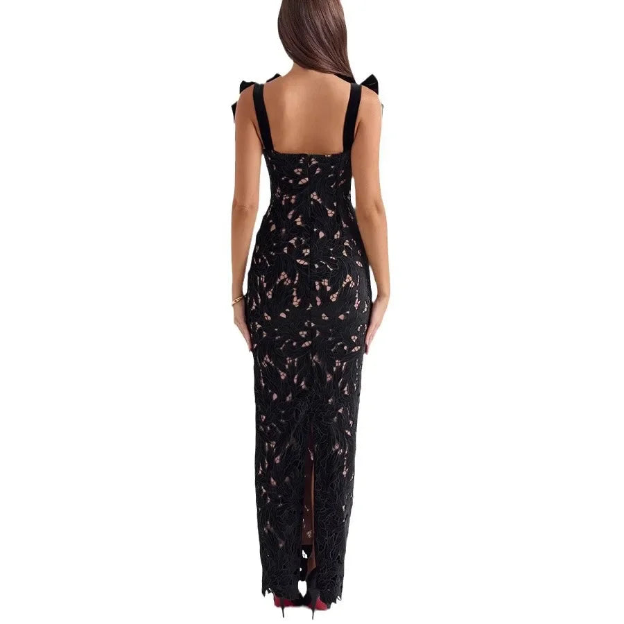 Women's Fashion Sleeveless Lace Bow Straps Maxi Dresses Vacation Outfits Bodycon Hip Wrap Dress Slim Long Robes Party Gowns S5095c72e86204cde93d38d79e2652449r Swag N Slay LTD