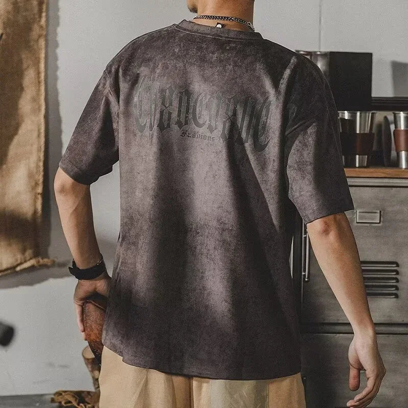 Summer Y2K Vintage Goth Letter Printed Suede T Shirts For Men New Hip Hop Fashion T-Shirt Streetwear Oversized Tee Tops Clothes S518b39d9bb414680bd96a704775295856 Swag N Slay LTD