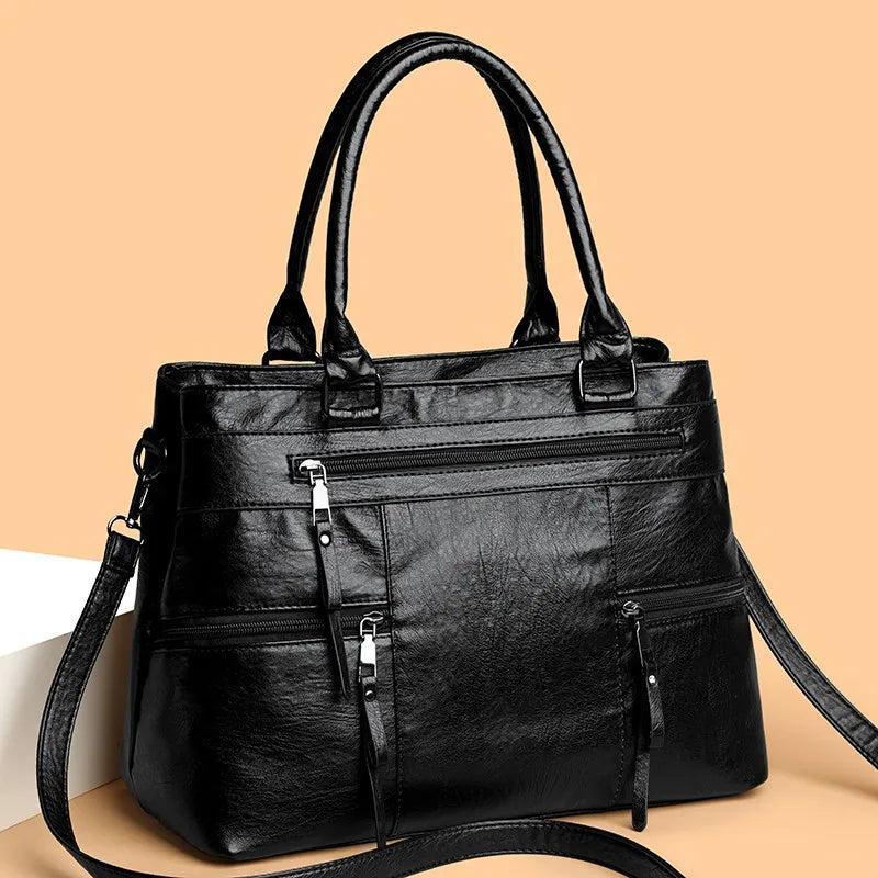 Stylish Large Capacity Soft Leather Tote Bag for Women Elegant Crossbody Shoulder Bag Commuter Handbag Black 36x15x26cm S55604f472d08423282cd4aaeabef9038z Swag N Slay LTD