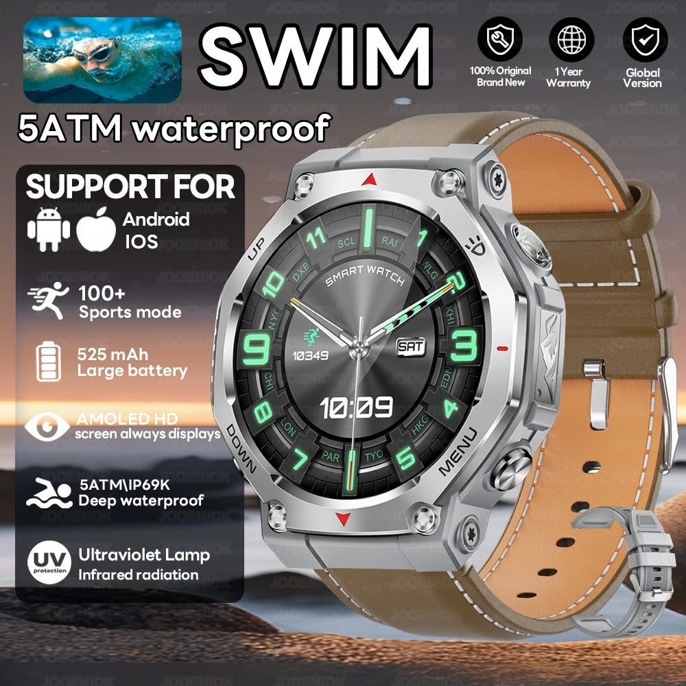 2026 New T-Rex 3 Military Outdoor Smart Watch Men 1.43-inch AMOLED Display 10ATM Waterproof 525mAh Battery GPS Smartwatch Man brown belt S568433e9829a40fca6a3716a611e165d5 Swag N Slay LTD