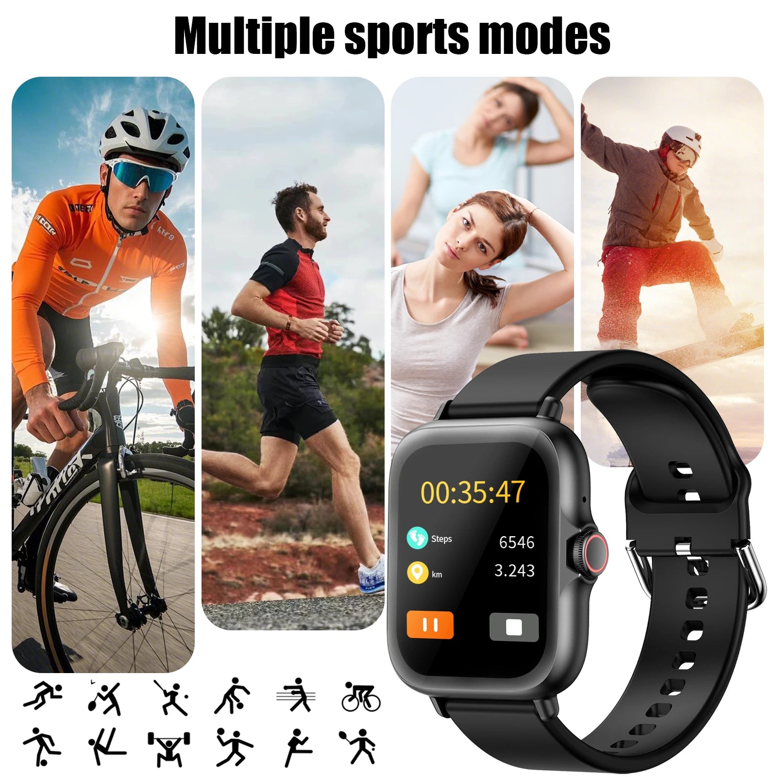 Smartwatch, Wireless Calling/dialing, Message Reminders, Multi-sport Mode, Music Playback, Suitable for IPhone/Android S5715398416da444bb75cca519ed52ecfv Swag N Slay LTD