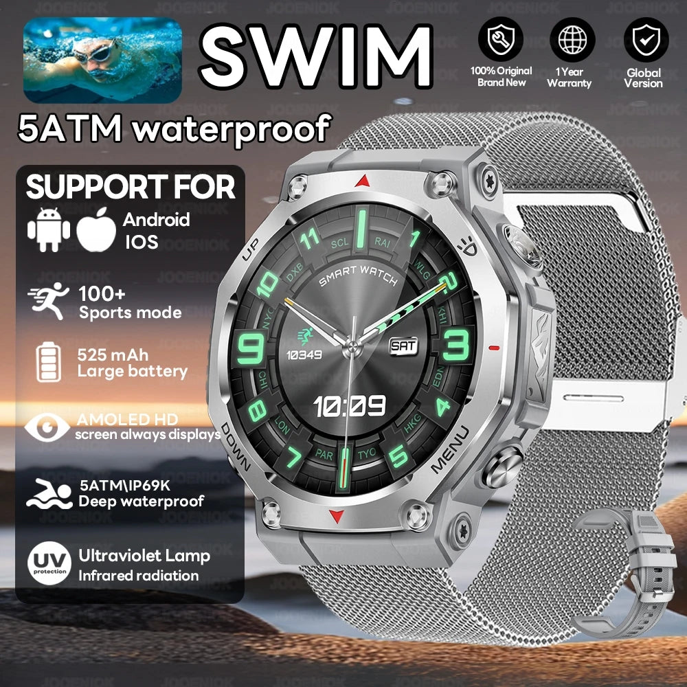 2026 New T-Rex 3 Military Outdoor Smart Watch Men 1.43-inch AMOLED Display 10ATM Waterproof 525mAh Battery GPS Smartwatch Man Silver net S58f21e7965c6449f87025c4045854799X Swag N Slay LTD
