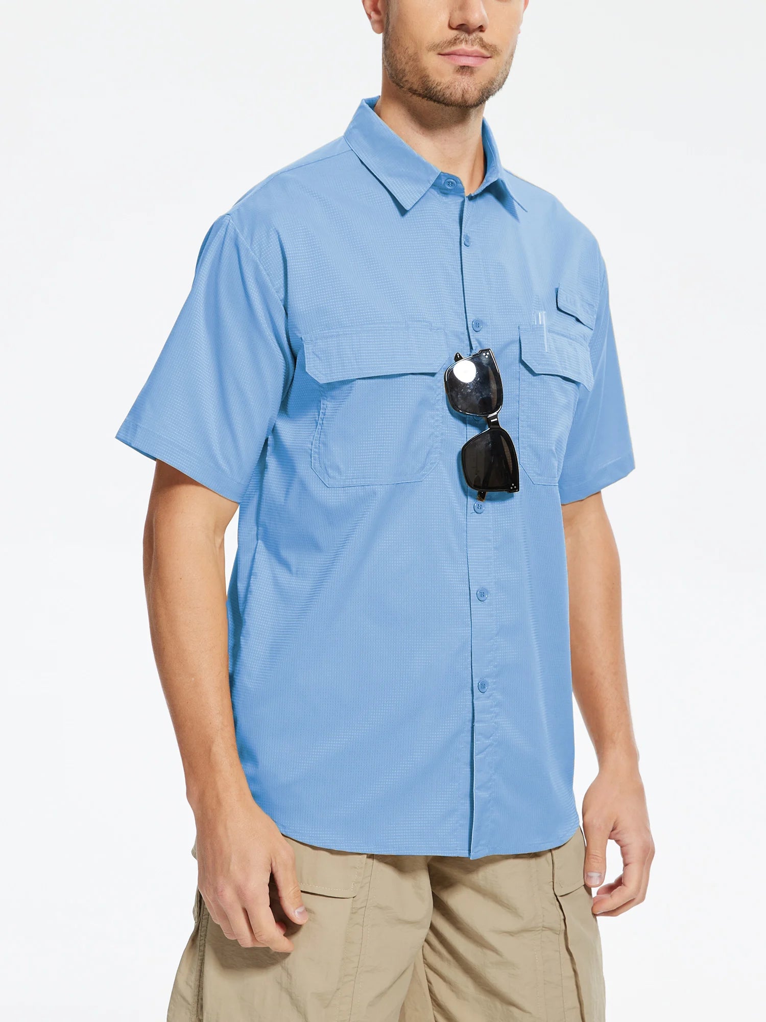 Men's UPF 50+ Short Sleeve Sun Protection Fishing Shirts, Rashguard Casual Button Down Fishing Hiking Shirt with Breathable Mesh Mist Blue S591d5e9d74c64fe29865b1a5bd6733dcB Swag N Slay LTD