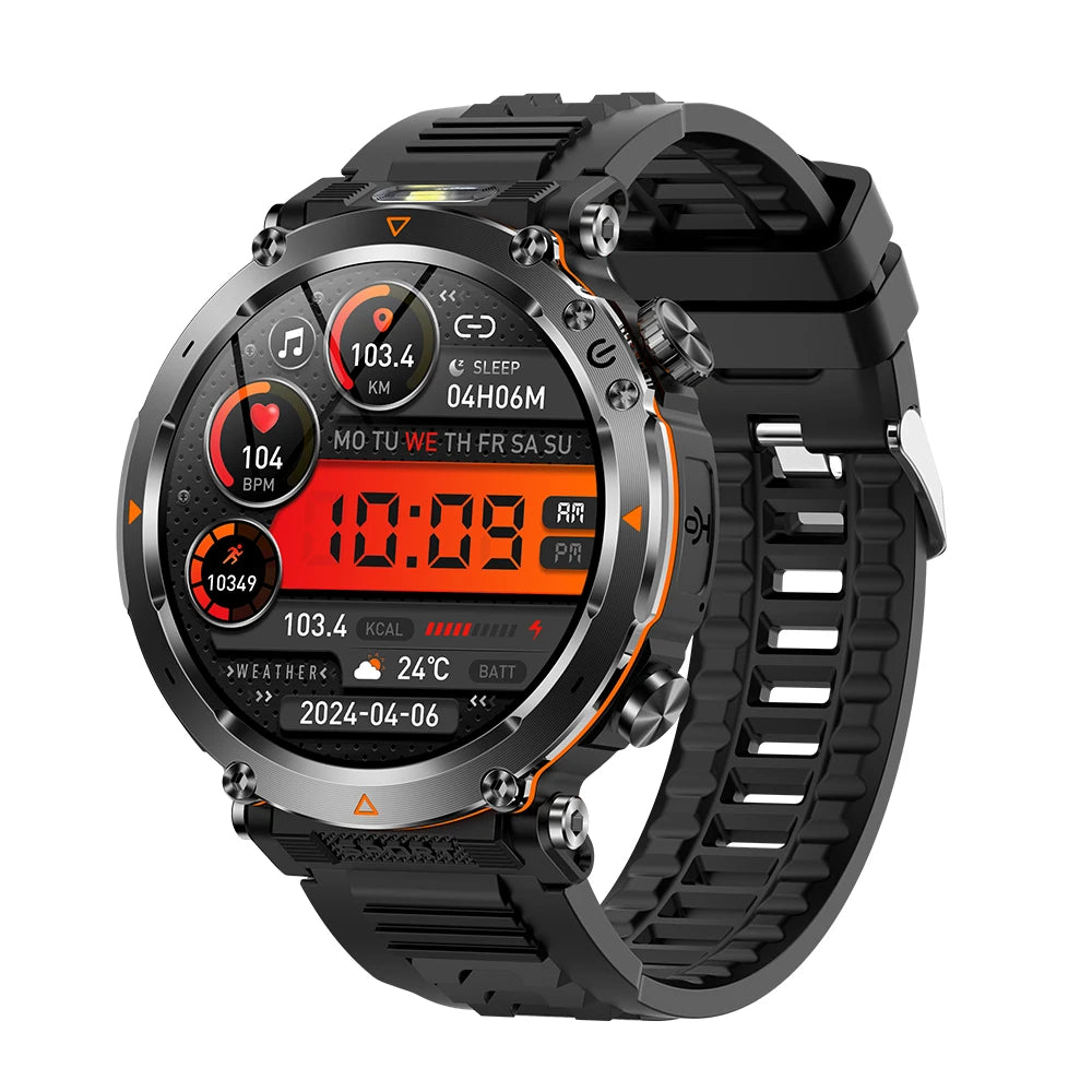 MEVADEN 1.7" Large Screen Outdoor Sports Compass Smart Watch Bluetooth Call Flashlight 600mAh Health Monitor Smartwatch MD57 Silicone Black S5b1d9b53c97b433c940412bd127aa0bcU Swag N Slay LTD