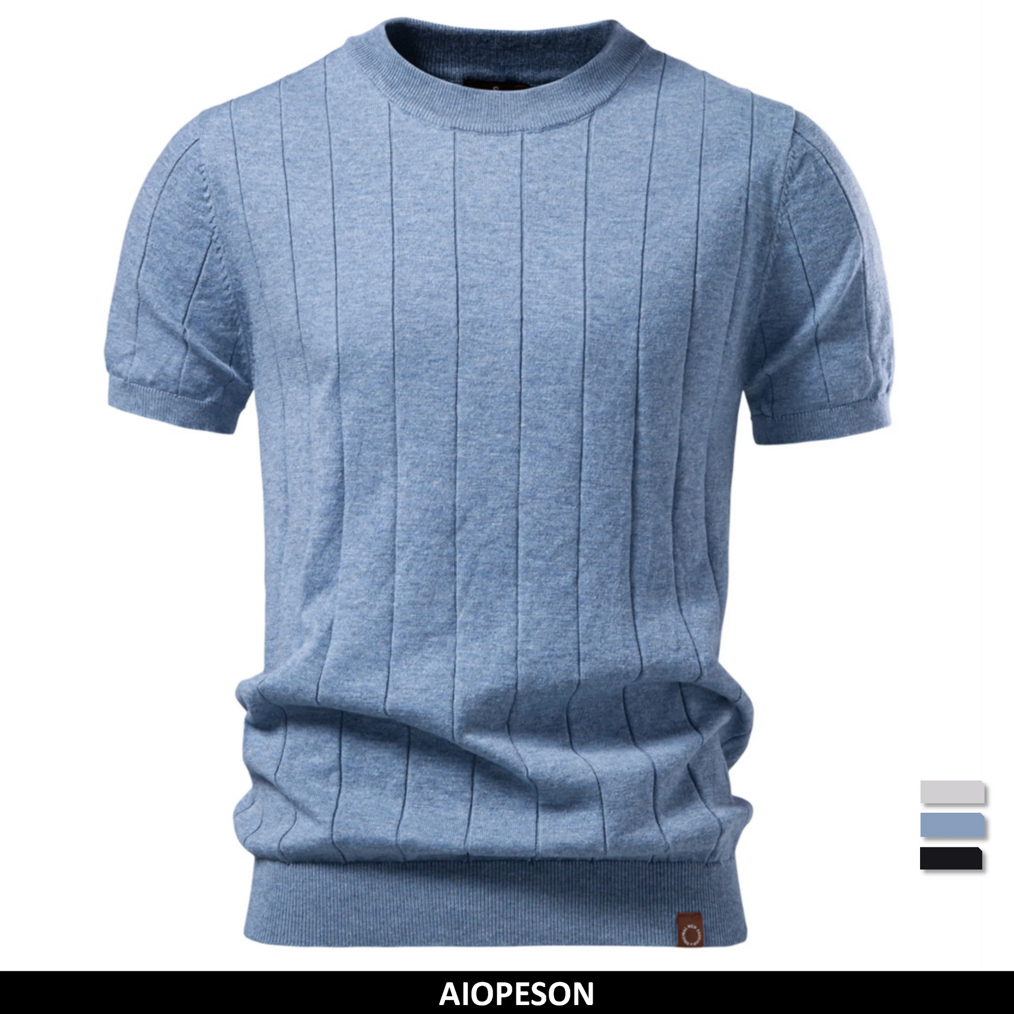 AIOPESON 100% Cotton Stripe T-Shirts for Men Solid Color O-Neck Soft Touch Comfortable Casual Summer Wear Top S5cd33c6e00c547db8e703c837a82eb34b Swag N Slay LTD