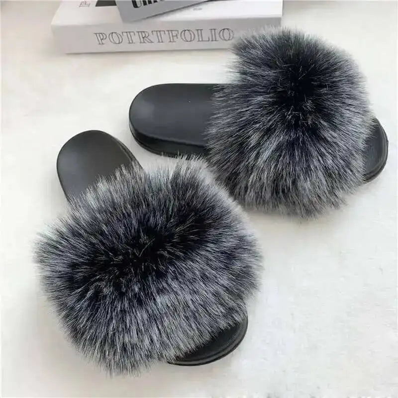 Summer Faux Fur Slippers Women Indoor Furry Fur Slides Female Plush Flip Flops Flats Sandals Casual Fluffy Slipper House Shoes Forst Black S5f39814c557f48a18eb97a25a7a10526g Swag N Slay LTD