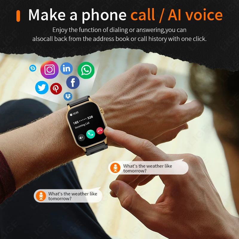 LIGE Smart Watch For Men Women 2.01" HD Display Health Monitor Sports Fitness Watches AI Voice Bluetooth Call Man Smartwatch New S5f607085952c4537956395496f9cded4D Swag N Slay LTD