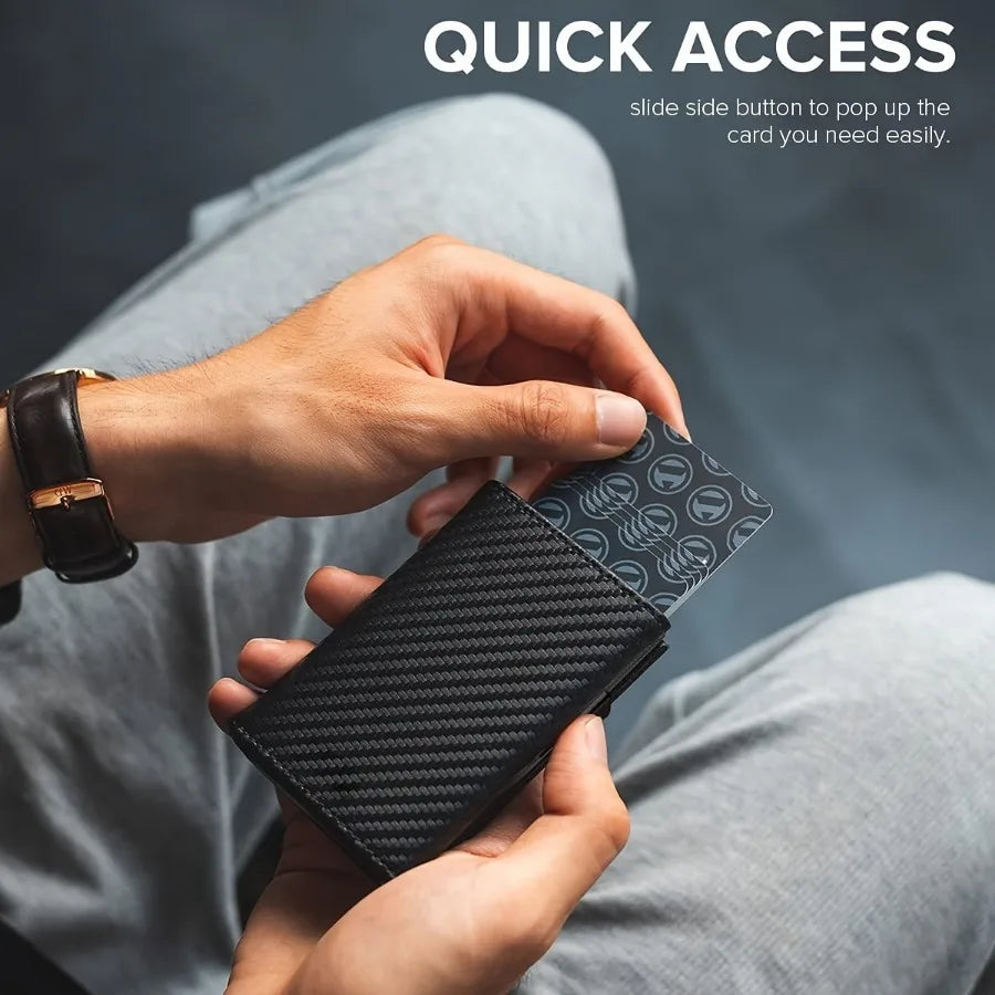 Men and women Minimalist RFID Blocking Wallet-Automatic Pop-up Metal Credit Card Holder,Zipper Coin Purse Business Card Wallet S60770405d89e4a369253f9a54df14d64x Swag N Slay LTD