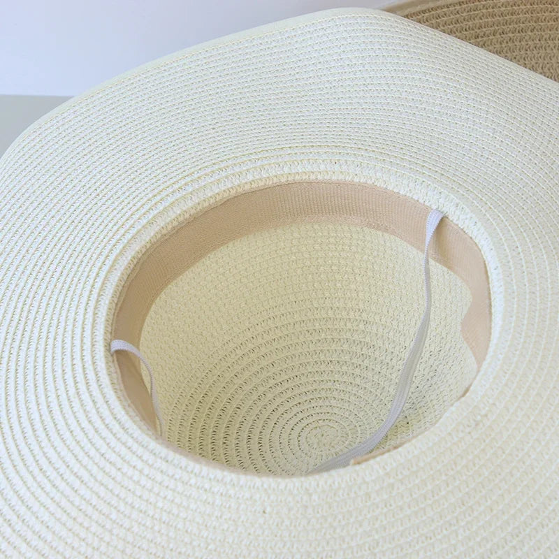 Women Bowknot Straw Hat Summer Beach Travel Large Brim Floppy Panama Hats For Ladies Foldable UV Protection Sunscreen Cap S607c87f15358467b81865541d2e0e31eC Swag N Slay LTD