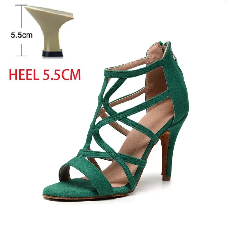 Adult Latin Dance Shoes for Woman Soft Sole Heel Sandal Female Cha Cha Tango Professonal Ballroom Training Stage Boots OEM Heel Green heel 5.5cm S60fc874af69d438ab9fecdf594eb4406k Swag N Slay LTD
