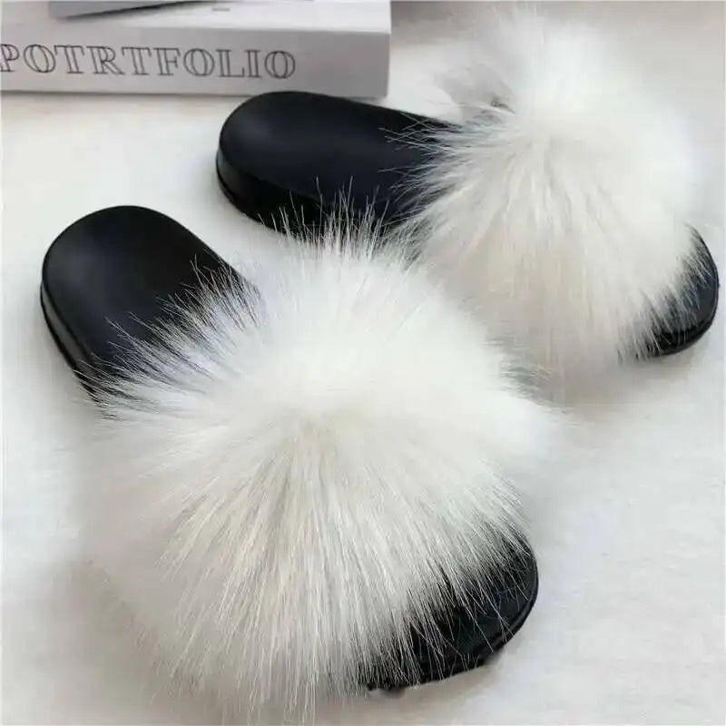 Summer Faux Fur Slippers Women Indoor Furry Fur Slides Female Plush Flip Flops Flats Sandals Casual Fluffy Slipper House Shoes White S61700fdfafbb4d1e8eb29ce9418982b75 Swag N Slay LTD