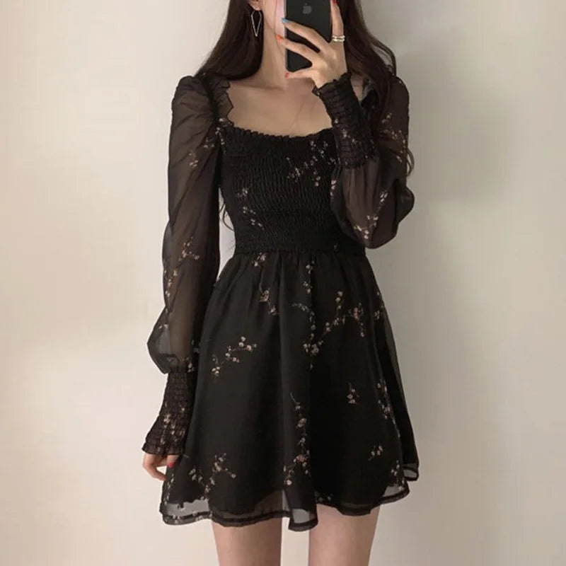 New Summer Womens Sexy Black Dress Vintage Flower Party Dresses Long Puff Sleeve Chiffon Dresses Beach Casual Mini Robe 13676 black S62b9a48243454491b9169d2c4ce4c6e9H Swag N Slay LTD