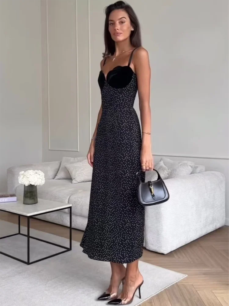 VEITCHE 2025 Women's Holiday Strap Dress Polka Dot Print Sexy A-Line Skirt Commute Wear Casual Women's Fashion S65e09c88cf5349899a33c5bb158d5564y Swag N Slay LTD