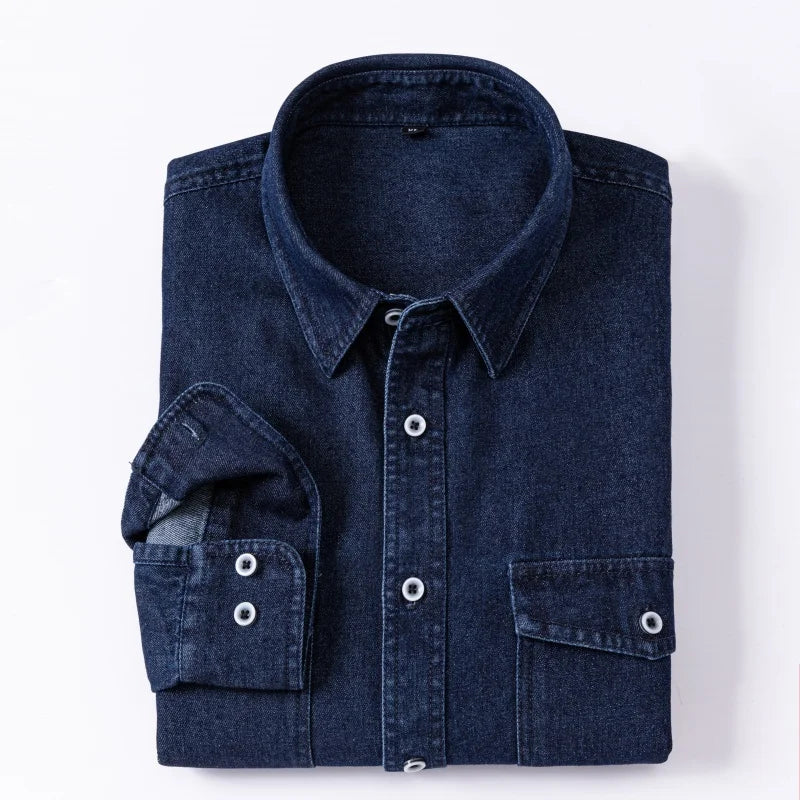 Daily Pure Cotton Double-pocket Denim Shirt Wrinkle-free Men's Casual Sports Top Trendy Comfortable Collared Shirt Men DarkBlue2 S6774119aff6f4547a9111dd077b7150eG Swag N Slay LTD