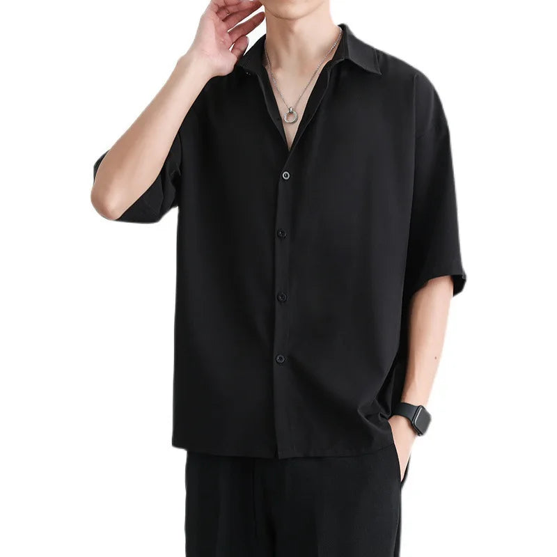 1pcs Summer Thin Men Short Sleeve Shirt Man Ice Silk Loose Style Shirt Male Fashion Casual Lapel Button-down Shirt Men Top S-3XL S6812adae8ccc4d4884a3adcf23f65682R Swag N Slay LTD
