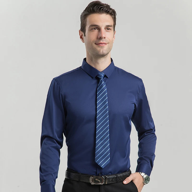 Men's long-sleeved shirt for business casual wear in spring, summer and autumn. Pure color, simple design, trendy and versatile. S6940fc09837f4ecd9f69186686f12150W Swag N Slay LTD