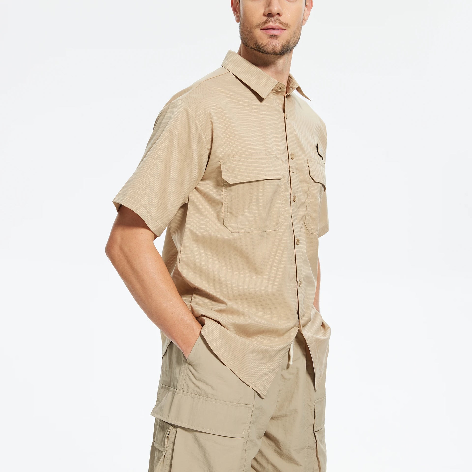 Men's UPF 50+ Short Sleeve Sun Protection Fishing Shirts, Rashguard Casual Button Down Fishing Hiking Shirt with Breathable Mesh S6d110d71f4e247ce907eebeec62f880bR Swag N Slay LTD