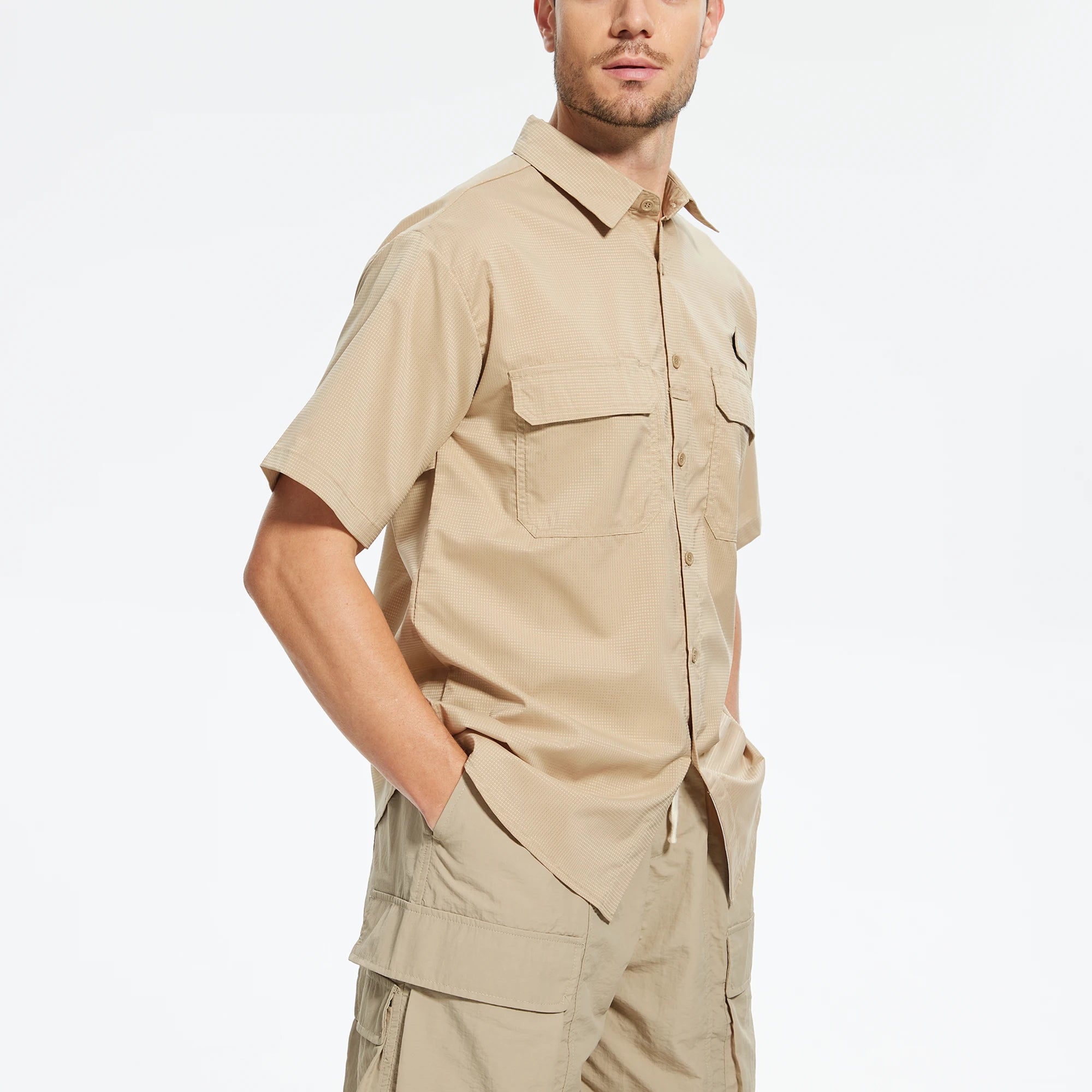 Men's UPF 50+ Short Sleeve Sun Protection Fishing Shirts, Rashguard Casual Button Down Fishing Hiking Shirt with Breathable Mesh S6d110d71f4e247ce907eebeec62f880bR Swag N Slay LTD