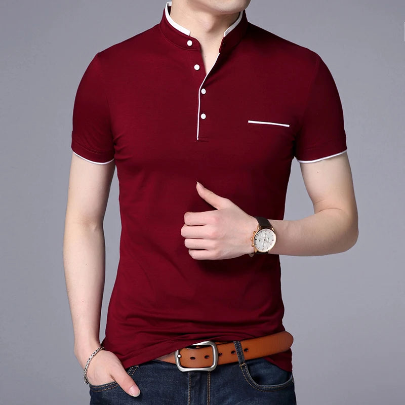 2025 New Fashion Brand Polo Shirt Men's Summer Mandarin Collar Slim Fit Solid Color Button Breathable Polos Casual Men Clothing S6d57ea53a08f4476a82c9192389d08fbE Swag N Slay LTD