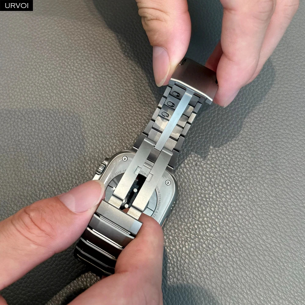 URVOI Band for Apple Watch Ultra 3 2 Series 11 10 9 8 7 SE Stainless steel Link bracelet strap Fold depolyment buckle for iWatch S6f434c1607d944fabc193b332e1697f7P Swag N Slay LTD