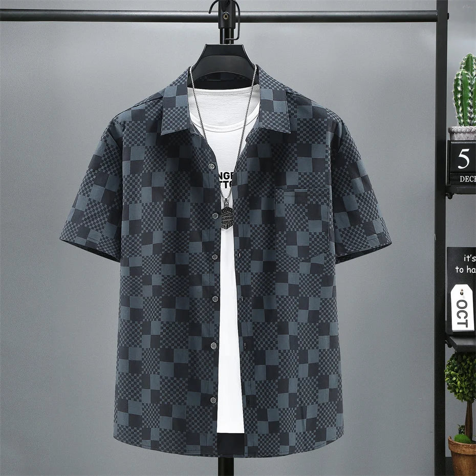 Plaid Shirt Men Summer Short Sleeve Shirts Plus Size 10XL 11XL Fashion Casual Plaid Tops Male Summer Shirt Big Size 10XL black S707072a002214c5eb5f019843f1c1c351 Swag N Slay LTD