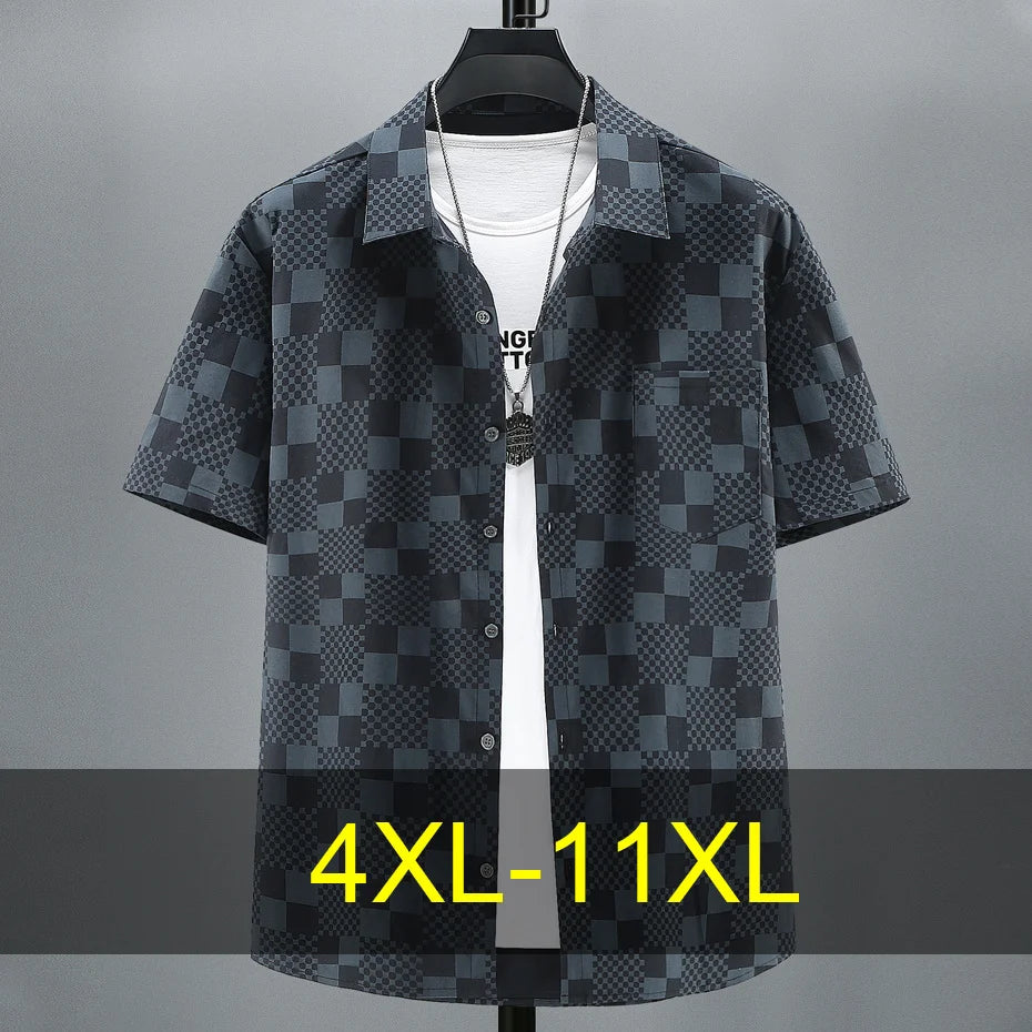 Plaid Shirt Men Summer Short Sleeve Shirts Plus Size 10XL 11XL Fashion Casual Plaid Tops Male Summer Shirt Big Size 10XL S711ad287713e4c82a3a677e40ddd10dfj Swag N Slay LTD