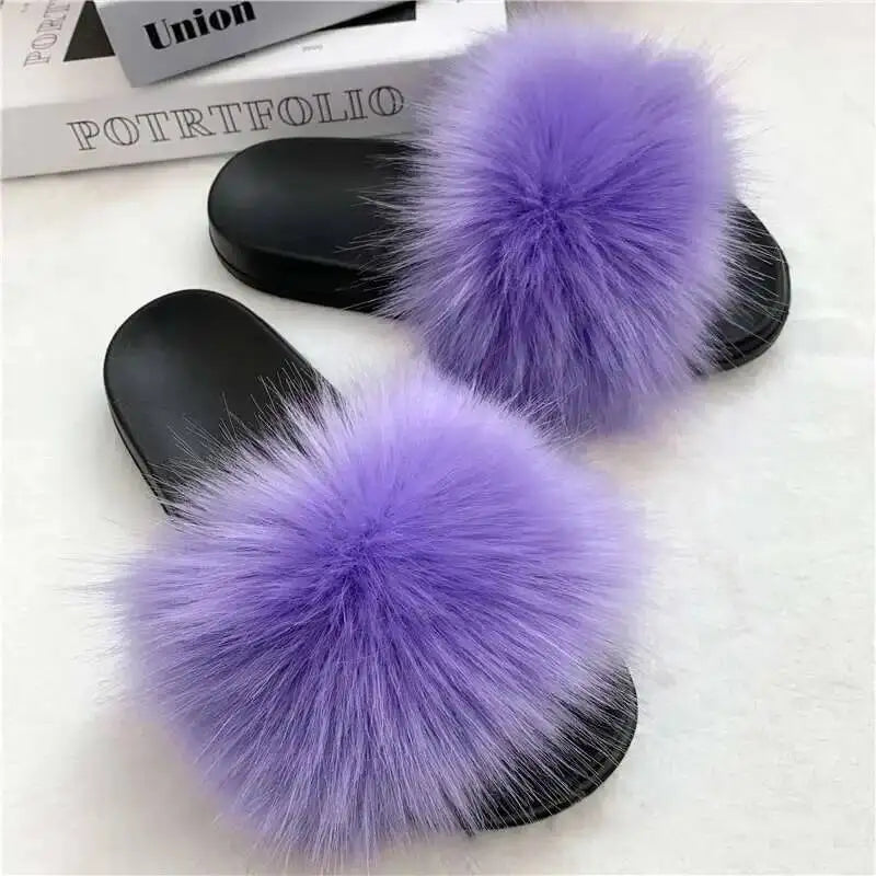 Summer Faux Fur Slippers Women Indoor Furry Fur Slides Female Plush Flip Flops Flats Sandals Casual Fluffy Slipper House Shoes Violet S72f343b4fd4b4d4cb65bc015ee908073H Swag N Slay LTD