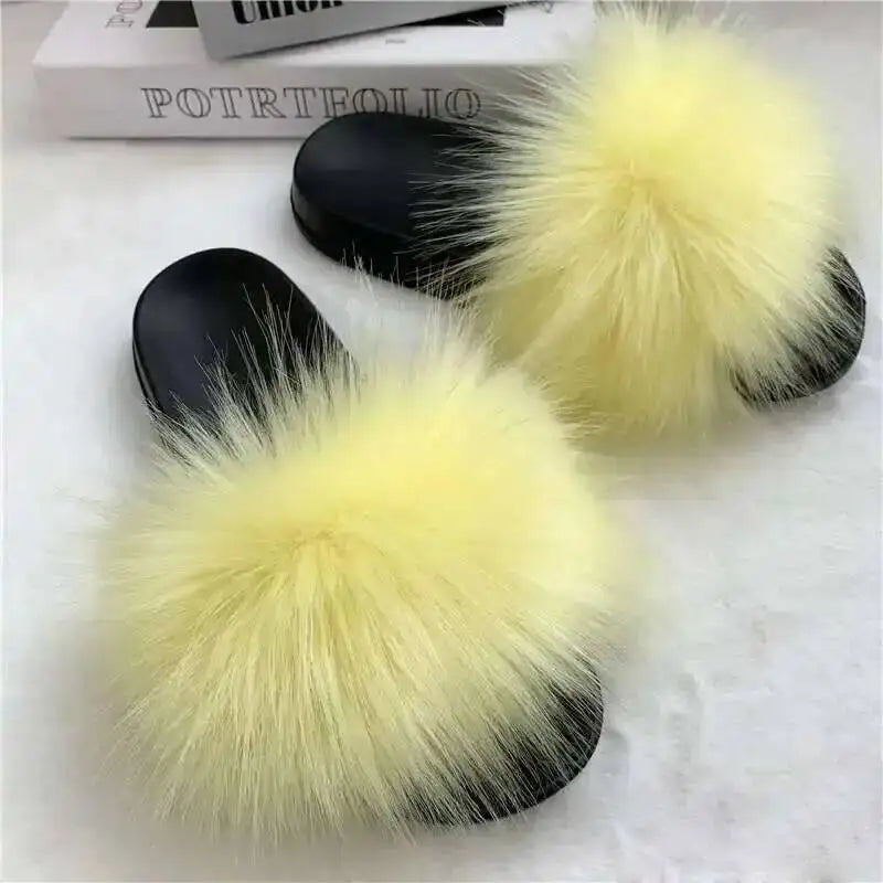 Summer Faux Fur Slippers Women Indoor Furry Fur Slides Female Plush Flip Flops Flats Sandals Casual Fluffy Slipper House Shoes Light Yellow S74c8eee9f4234bfea30e563f49cfa966H Swag N Slay LTD