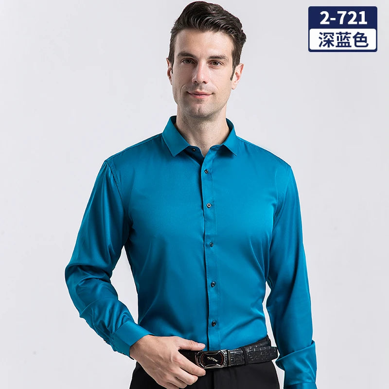 Men's long-sleeved shirt for business casual wear in spring, summer and autumn. Pure color, simple design, trendy and versatile. 7 S780470452c734239bd2a48eaa5eb36e4L Swag N Slay LTD