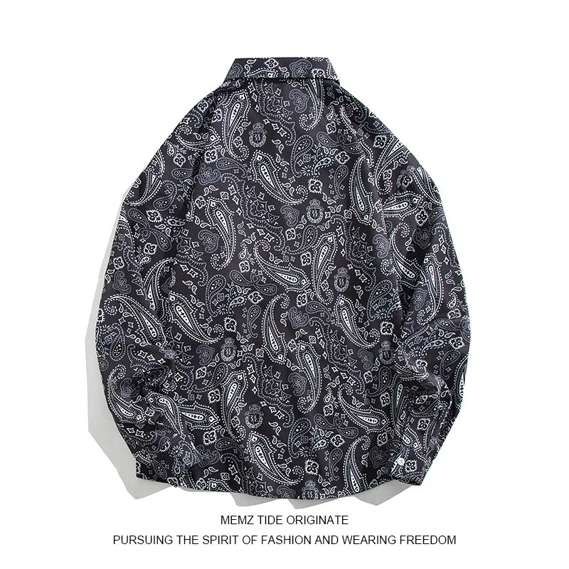 Memz Trendy Long Sve Loose Fit Collared irt for Men with Texture Embroidery Hong Kong Sle Versatile Faionable irt S7c651ce472084b1d822ecdd4f7534165Y Swag N Slay LTD