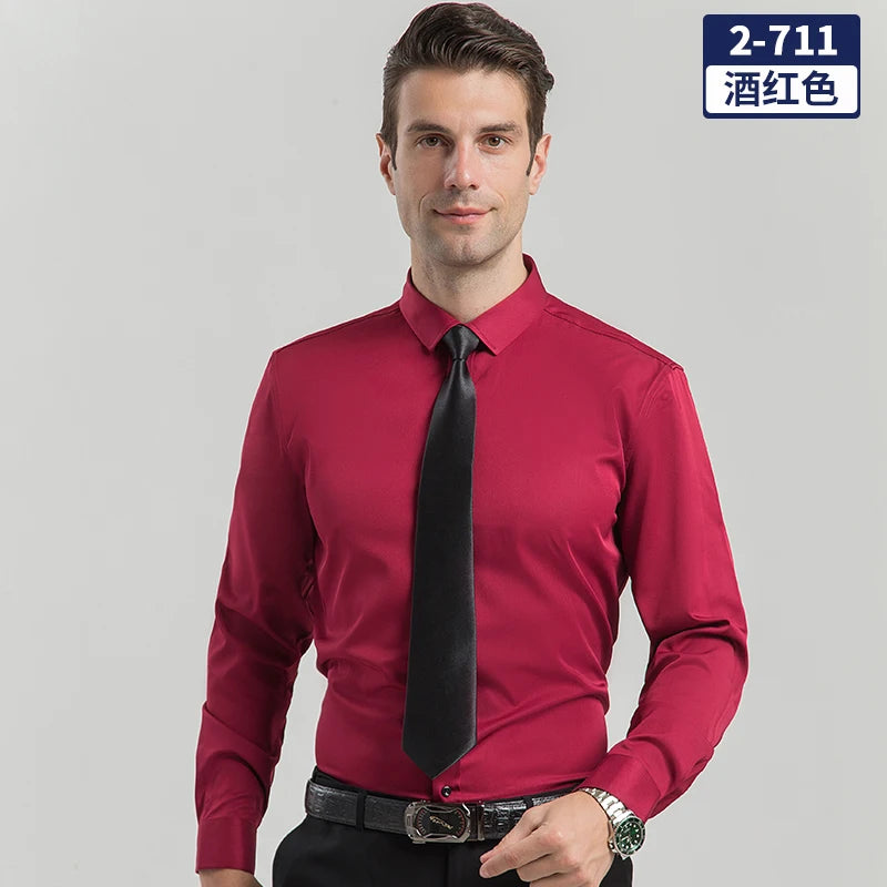 Men's long-sleeved shirt for business casual wear in spring, summer and autumn. Pure color, simple design, trendy and versatile. 5 S7d278a6a5dc74ec5af64eaa29939d897n Swag N Slay LTD