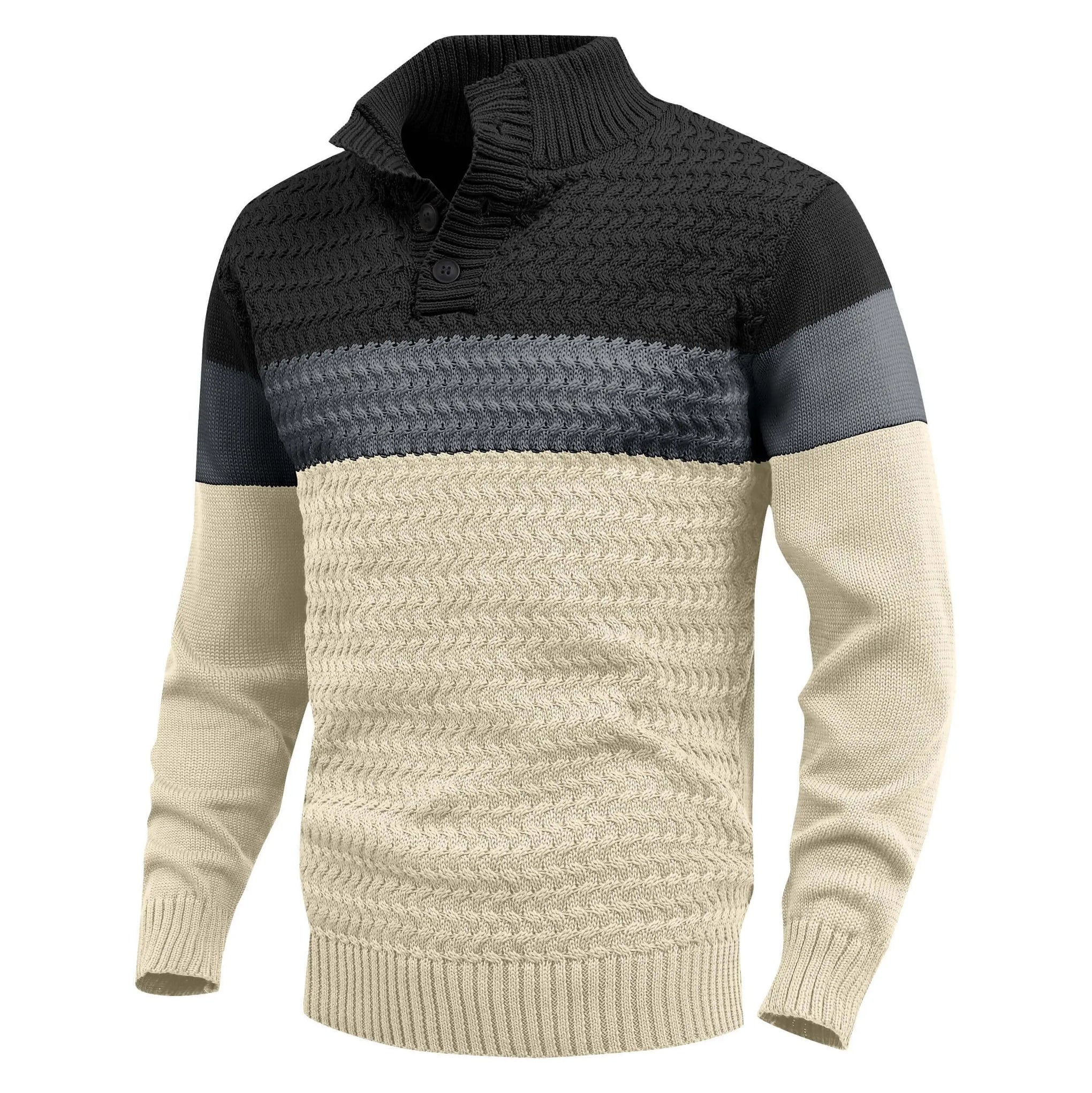 Men's Tri-Button Pullover Sweater Mock Neck Lightweight Casual Fashion Knitted Henley Sweater BlackGrayKhaki S7d5a260289874c6e80ed171b9d52bdd6M Swag N Slay LTD