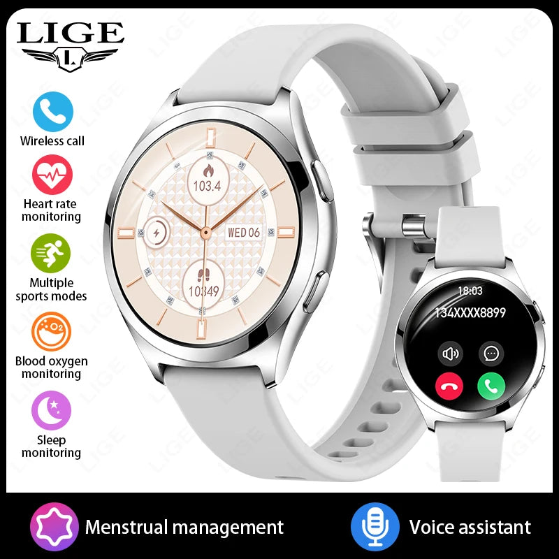 LIGE New 1.27'' HD Screen Smart Watch Women IP68 Waterproof Bluetooth Call Bracelet Sports Health Monitor Ladies Smartwatch 2025 grey S7dea9eeafcc841dc9397743a383f1e34f Swag N Slay LTD