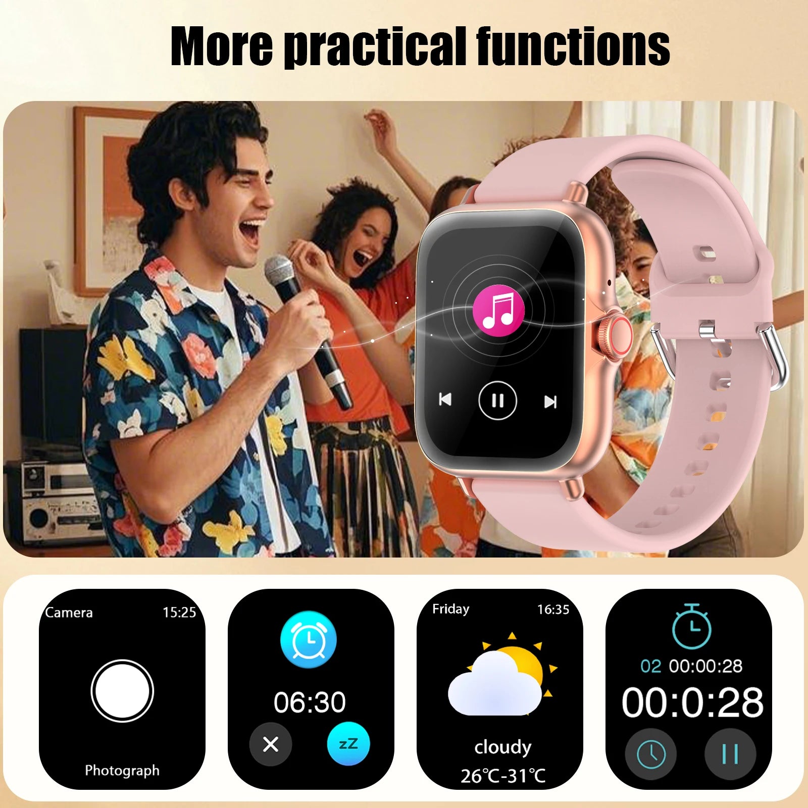 Smartwatch, Wireless Calling/dialing, Message Reminders, Multi-sport Mode, Music Playback, Suitable for IPhone/Android S7e7c924ec9af4047815720ae99cad3f4p Swag N Slay LTD