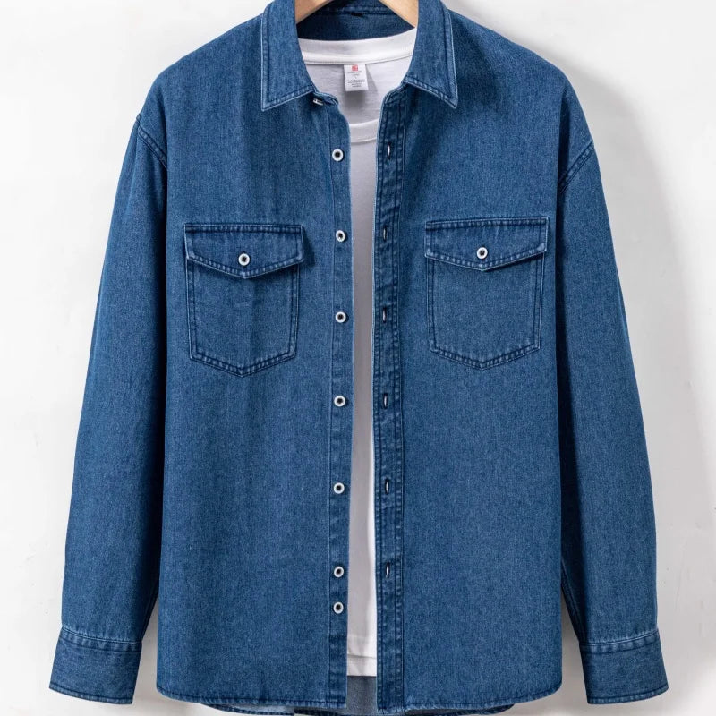 Daily Pure Cotton Double-pocket Denim Shirt Wrinkle-free Men's Casual Sports Top Trendy Comfortable Collared Shirt Men S7ed4b16054e04161bf86b9daff141f08J Swag N Slay LTD