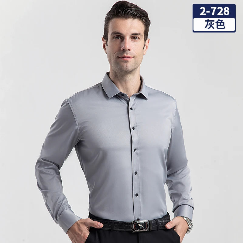 Men's long-sleeved shirt for business casual wear in spring, summer and autumn. Pure color, simple design, trendy and versatile. 11 S7f5b74f3fc0e4546aaa3736162d056e3m Swag N Slay LTD