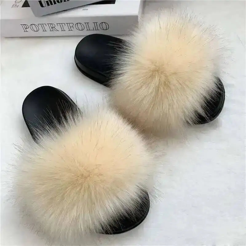 Summer Faux Fur Slippers Women Indoor Furry Fur Slides Female Plush Flip Flops Flats Sandals Casual Fluffy Slipper House Shoes Beige S808d77155b4743f4afa2eaf3174c401eA Swag N Slay LTD