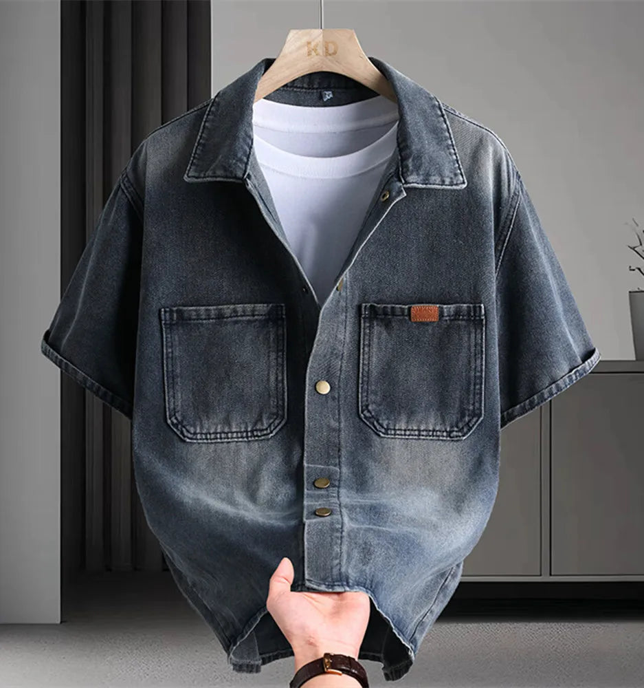2025 Summer new style Men's short sleeve casual shirts denim Shirt men fashion casual cotton shirts men clothes size M-4XL S820c78fac164400ea73a7fa97a1e6183A Swag N Slay LTD
