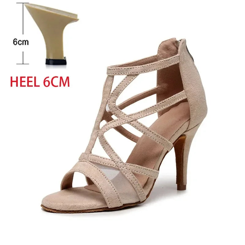 Adult Latin Dance Shoes for Woman Soft Sole Heel Sandal Female Cha Cha Tango Professonal Ballroom Training Stage Boots OEM Heel Skin heel 6cm S8244698f394d4ecabbb1ae9fea90d540U Swag N Slay LTD
