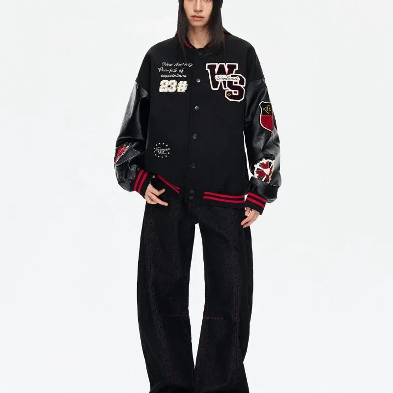 Vintage Popular New Letter Embroidery Joker Stitching Jacket Women Y2K High Street College Hip Hop Couple Sports Baseball Jacket S83892069093945788e365443d039c775S Swag N Slay LTD