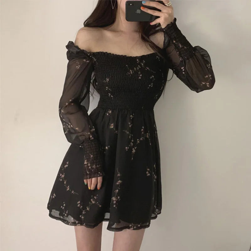 New Summer Womens Sexy Black Dress Vintage Flower Party Dresses Long Puff Sleeve Chiffon Dresses Beach Casual Mini Robe 13676 S83ca0d8ffecc4252ad74f7ace72547212 Swag N Slay LTD