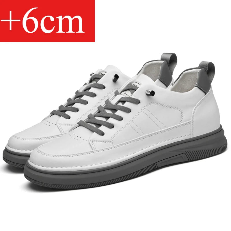 Spring Autumn Men's Inner Heightening Shoes Leather Sports Casual Shoes Invisible Height Increasing Shoes Men Sport Elevator 8CM 6cmWHITE S85a9113e212048628293824570d5937aH Swag N Slay LTD