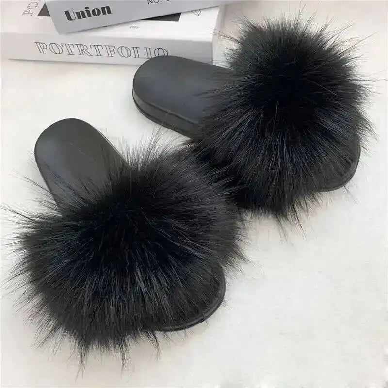 Summer Faux Fur Slippers Women Indoor Furry Fur Slides Female Plush Flip Flops Flats Sandals Casual Fluffy Slipper House Shoes Black S860d33e73eb040c4a0d57ded5e6ab670R Swag N Slay LTD