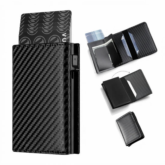 Men and women Minimalist RFID Blocking Wallet-Automatic Pop-up Metal Credit Card Holder,Zipper Coin Purse Business Card Wallet S898263ef67f04bfc98e3631b18291f148 Swag N Slay LTD