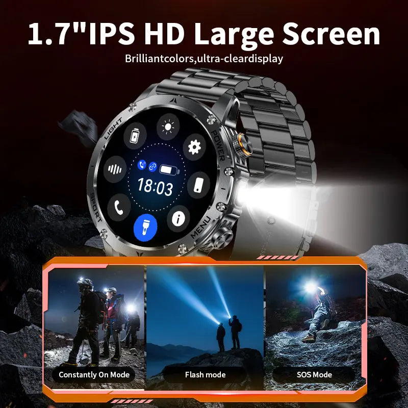 LIGE New Outdoor 1000mAh Smart Watch Men AMOLED Screen LED Flashlight Heart rate Waterproof Bluetooth Call Sports Men SmartWatch S8a4f06d43610458fa93ff249452ef1b6P Swag N Slay LTD