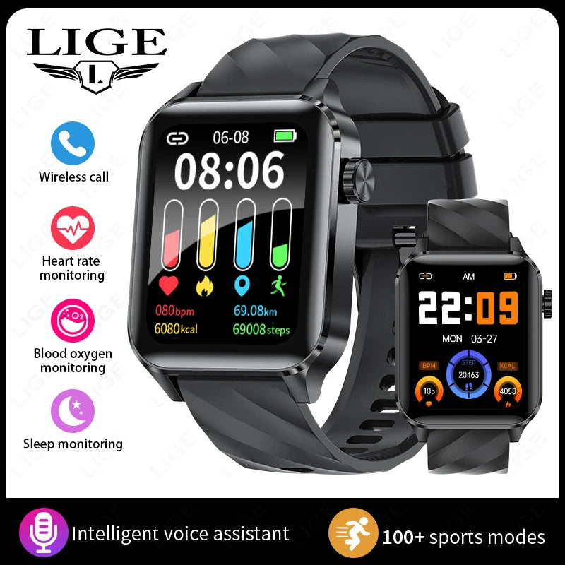 LIGE Men’s Smart Watch Fashion Sports Bracelet Fitness Tracker Health Monitor Bluetooth Call Women's Smartwatch Local Shipping Black United States S8a7e4b679c054871ace35fdd567ccd51d Swag N Slay LTD