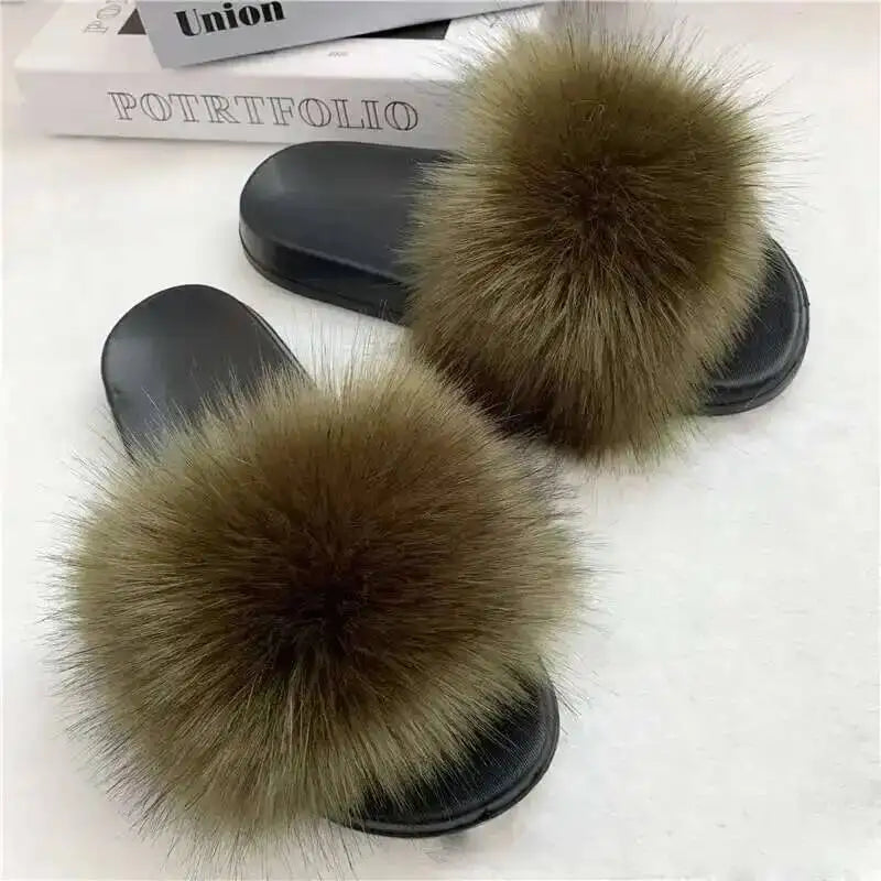 Summer Faux Fur Slippers Women Indoor Furry Fur Slides Female Plush Flip Flops Flats Sandals Casual Fluffy Slipper House Shoes Army Green S8c49261ed6d043a1a445fa8ef8c0ce3bY Swag N Slay LTD